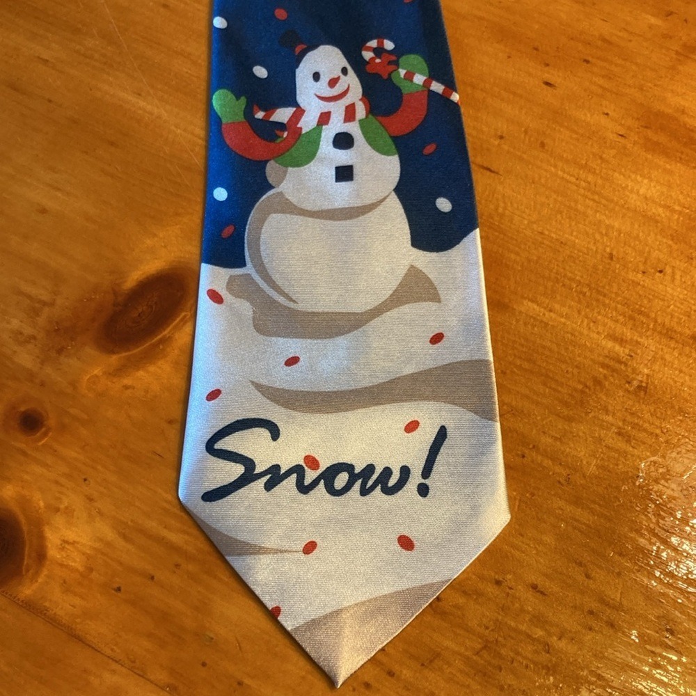 Mens Let It Snow Snowman‎ Christmas Holiday Festive Novelty Silk Necktie Tie 90s - Picture 8 of 11